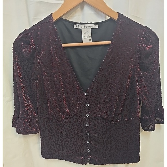 American Rag Juniors' Burnout Velvet Top Dark Academia Coquette Baby Doll M - Picture 4 of 12